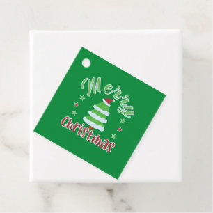 Christmas tree with Santa hat Favour Tags