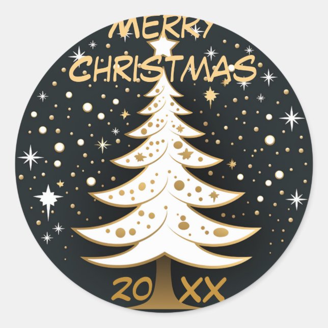  Christmas Tree with Silver Ornaments Sticker (Front)