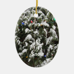Christmas Tree with Snow and Lights Ceramic Tree Decoration