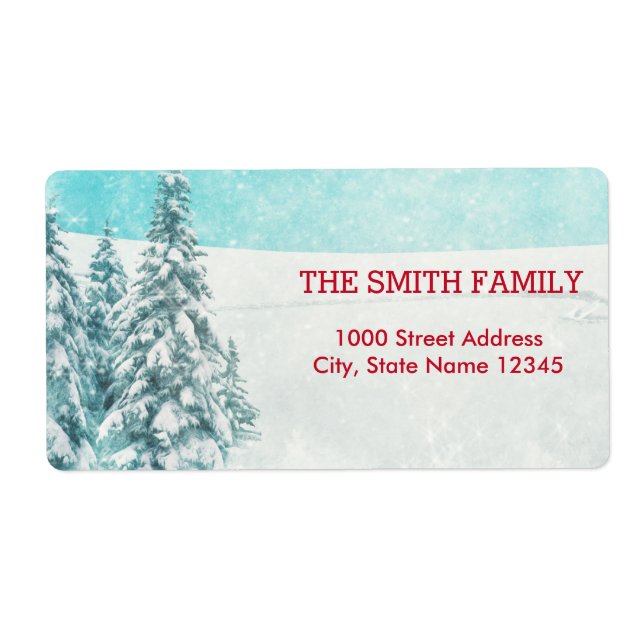 Christmas Tree with Snow Background Label (Front)