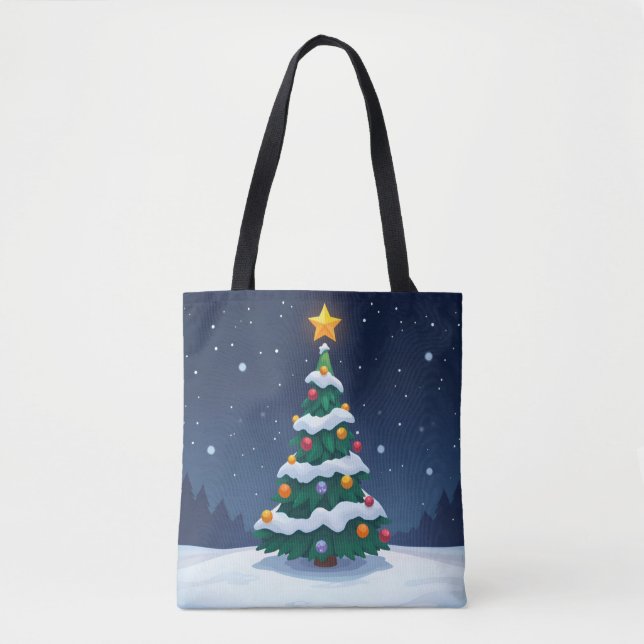 Christmas Tree with Snow Tote Bag (Front)