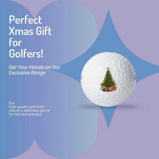 Christmas Tree with Star and Presents Holiday Golf Balls (Creator Uploaded)