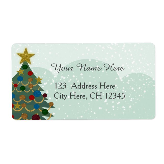 Christmas tree with star, bulbs and snow (Front)