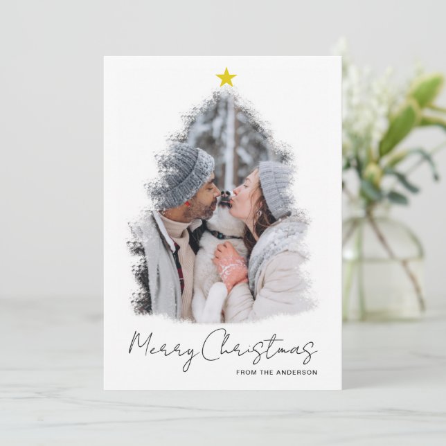 Christmas tree With Star Frame Photo Holiday Card (Standing Front)