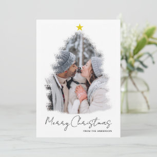 Christmas tree With Star Frame Photo Holiday Card