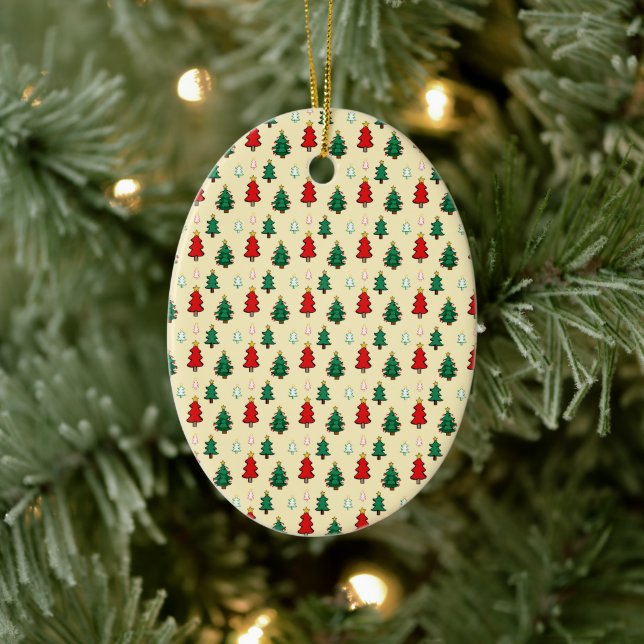 Christmas tree with star topper seamless pattern ceramic tree decoration (Tree)