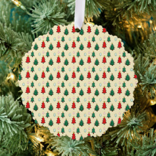 Christmas tree with star topper seamless pattern decoration card