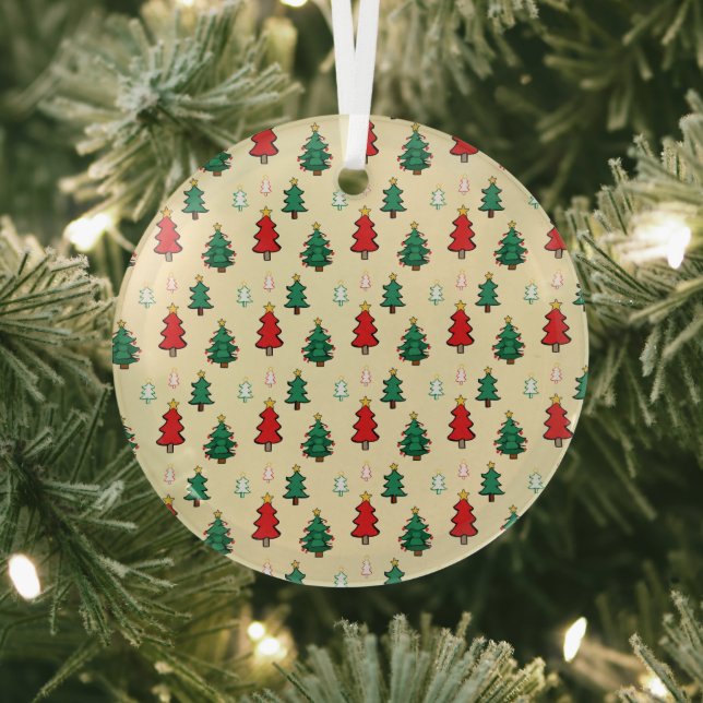 Christmas tree with star topper seamless pattern glass tree decoration (Insitu)