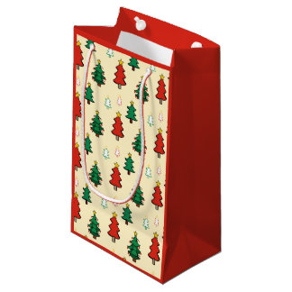 Christmas tree with star topper seamless pattern small gift bag
