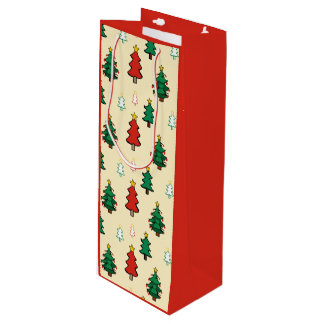 Christmas tree with star topper seamless pattern wine gift bag