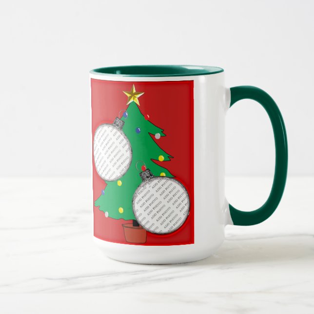 Christmas Tree with Two Ornament Photo Frames Mug (Right)
