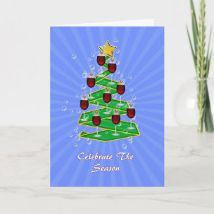 Christmas Tree with Wine Holiday Card