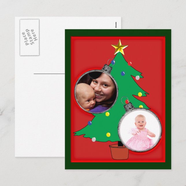 Christmas Tree with Your Photos Holiday Postcard (Front/Back)