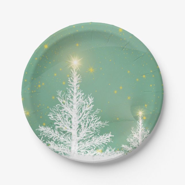 Christmas Tree Wonderland Art Paper Plate (Front)