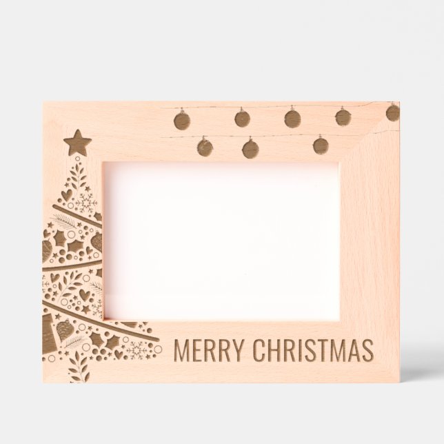 Christmas Tree Wooden Laser Picture Etched Frames (Front)