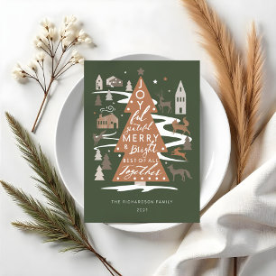 Christmas Tree Woodland Animals & Cosy Village Holiday Card