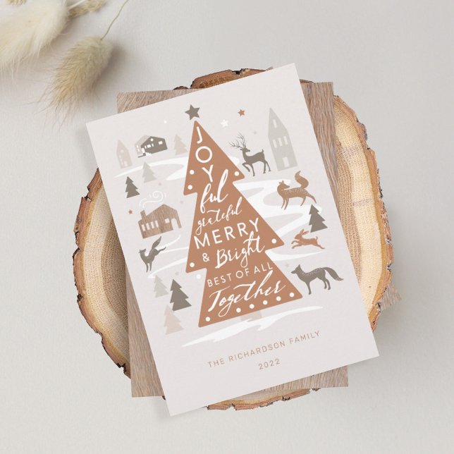 Christmas Tree Woodland Animals & Cosy Village Holiday Card (Creator Uploaded)