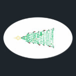 Christmas Tree Words Oval Sticker<br><div class="desc">Tree shape with Christmas related words inside of it.</div>