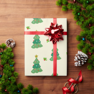 Christmas Tree Wrapping Paper   Cozy Illustrations