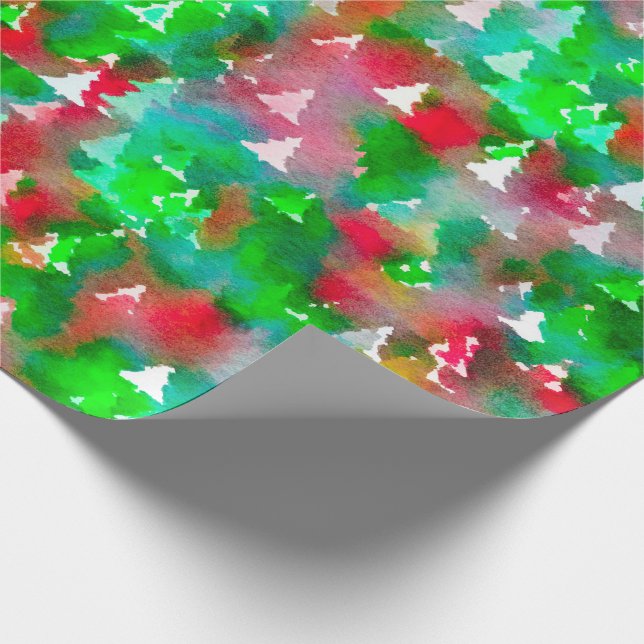 Christmas Tree Wrapping Paper Watercolor (Corner)