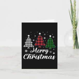 Christmas Tree Xmas Buffalo Plaid Red White Green Card