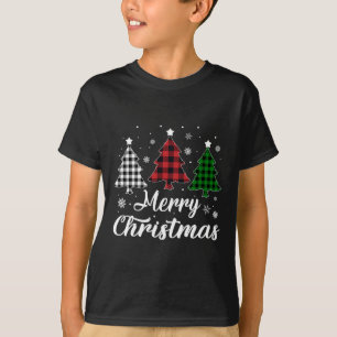 Christmas Tree Xmas Buffalo Plaid Red White Green T-Shirt