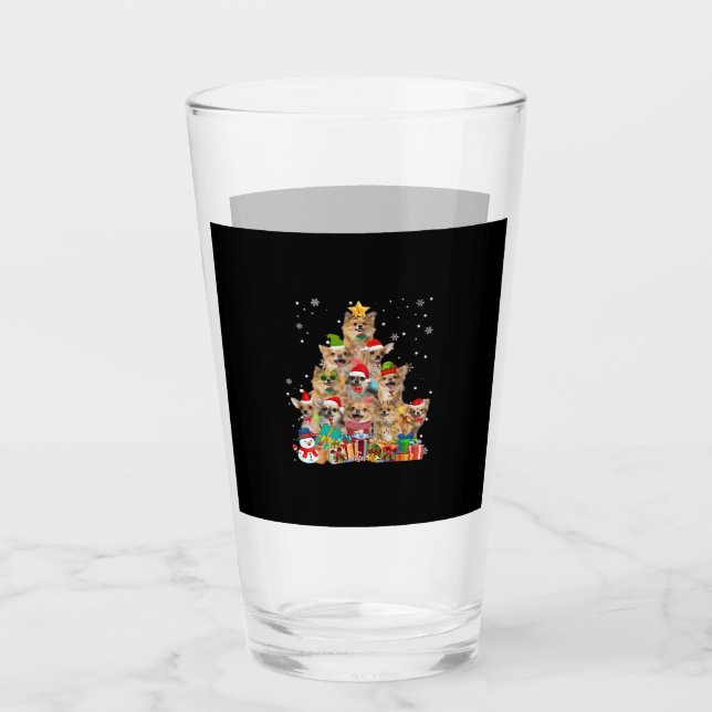 Christmas Tree Xmas Lights Chihuahua Classic T-Shi Glass (Front)