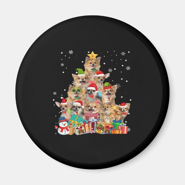 Christmas Tree Xmas Lights Chihuahua Classic T-Shi Magnet (Front)
