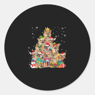 Christmas Tree Xmas Lights Chihuahua Classic T-Shi Round Sticker