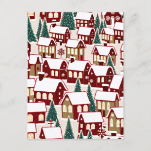 Christmas tree Xmas village snowing pic RSVP Card