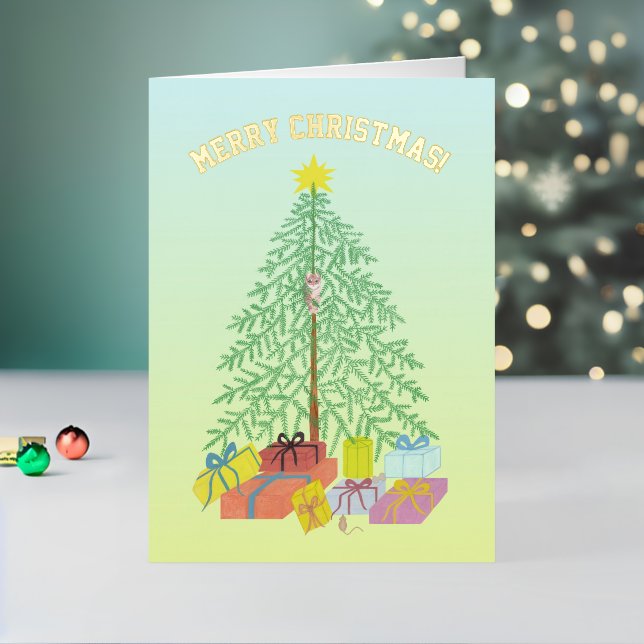 Christmas Tree Yellow & Green Foil Holiday Card (Holiday In Situ 2)