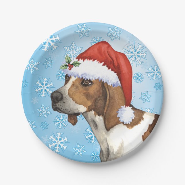 Christmas Treeing Walker Coonhound Paper Plate (Front)