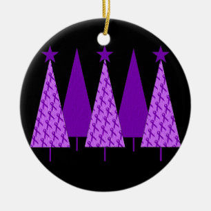 Christmas Trees - Alzheimers Purple Ribbon Ceramic Tree Decoration
