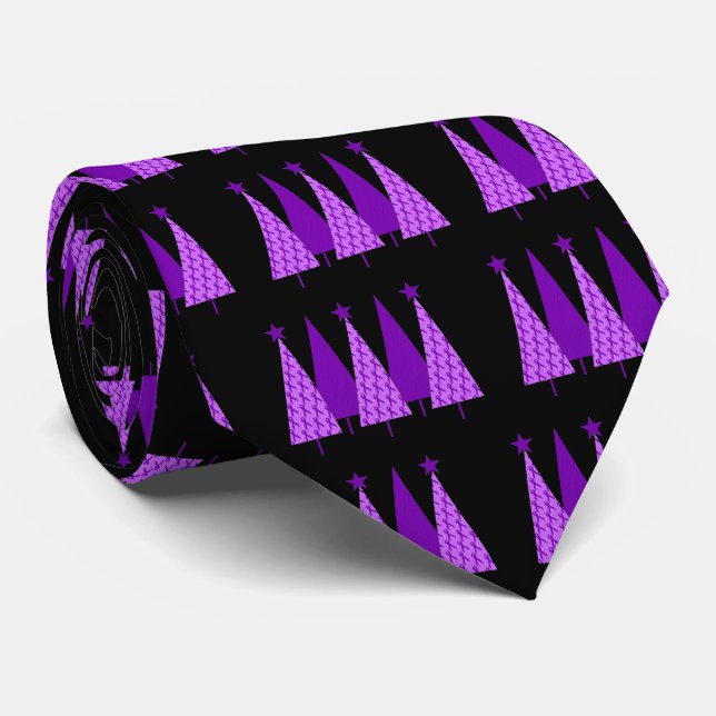 Christmas Trees - Alzheimers Purple Ribbon Tie (Rolled)