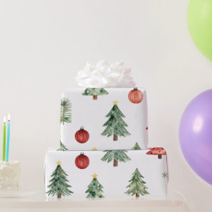 Christmas Trees And Baubles Wrapping Paper