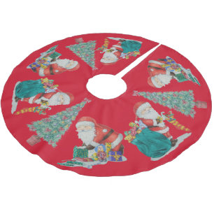 christmas trees and cute santas colourful festive brushed polyester tree skirt