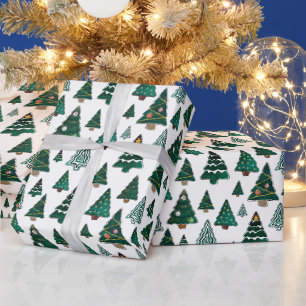 Christmas Trees and Decorations White Christmas Wrapping Paper