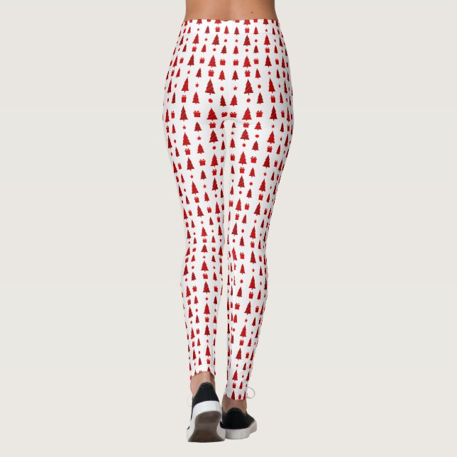 Christmas Trees and Gifts Pattern Long Leggings (Back)