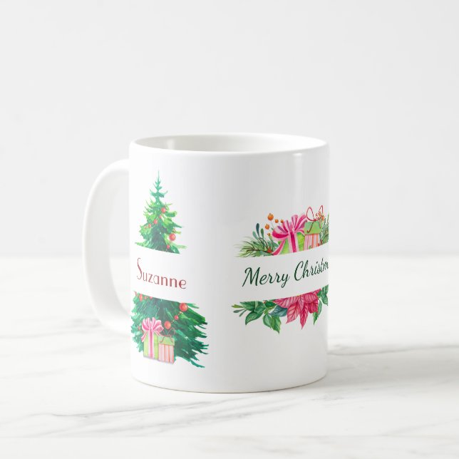 Christmas Trees and Holiday Trim Coffee Mug (Front Left)