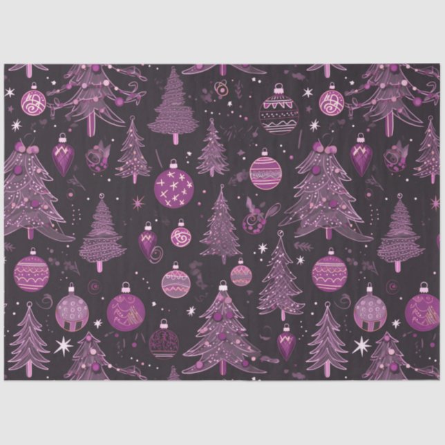 Christmas Trees and Ornaments Christmas Tissue Paper (Front)