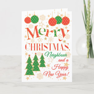 Christmas Trees and Ornaments for Neighbor Card