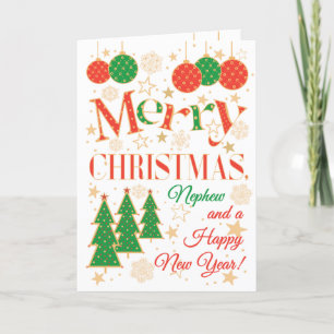Christmas Trees and Ornaments for Nephew Card