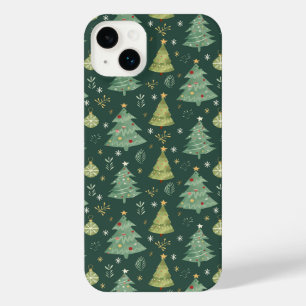 Christmas Trees and Ornaments Pattern iPhone 14 Plus Case