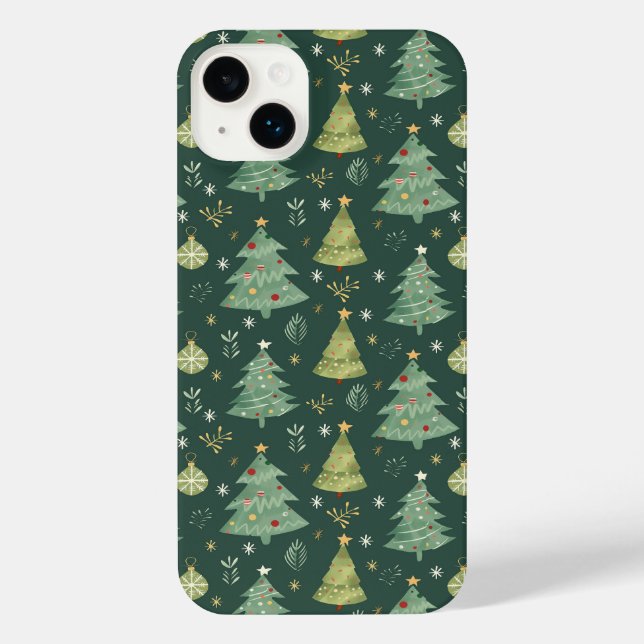 Christmas Trees and Ornaments Pattern iPhone Case (Back)