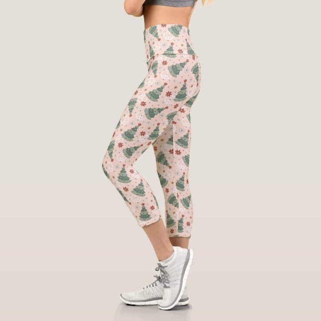 Christmas Trees and Peace Signs Pattern Capri Leggings (Left)