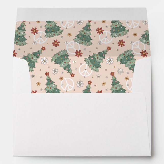 Christmas Trees and Peace Signs Pattern Envelope (Back (Bottom))