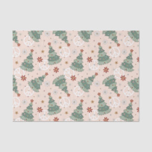 Christmas Trees and Peace Signs Pattern Tissue Paper
