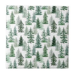 Christmas Trees and Snow in the Forest  Tile