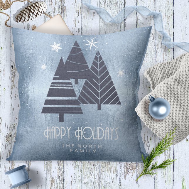 Christmas Trees and Snowflakes Blue ID863 Cushion (Creator Uploaded)