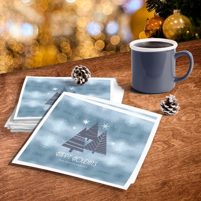 Christmas Trees and Snowflakes Blue ID863 Napkin (Creator Uploaded)